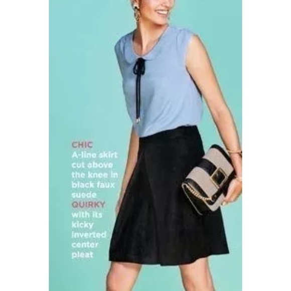 NWOT Mark Black Faux Suede Pleated Mini Skirt Avon - Picture 3 of 12